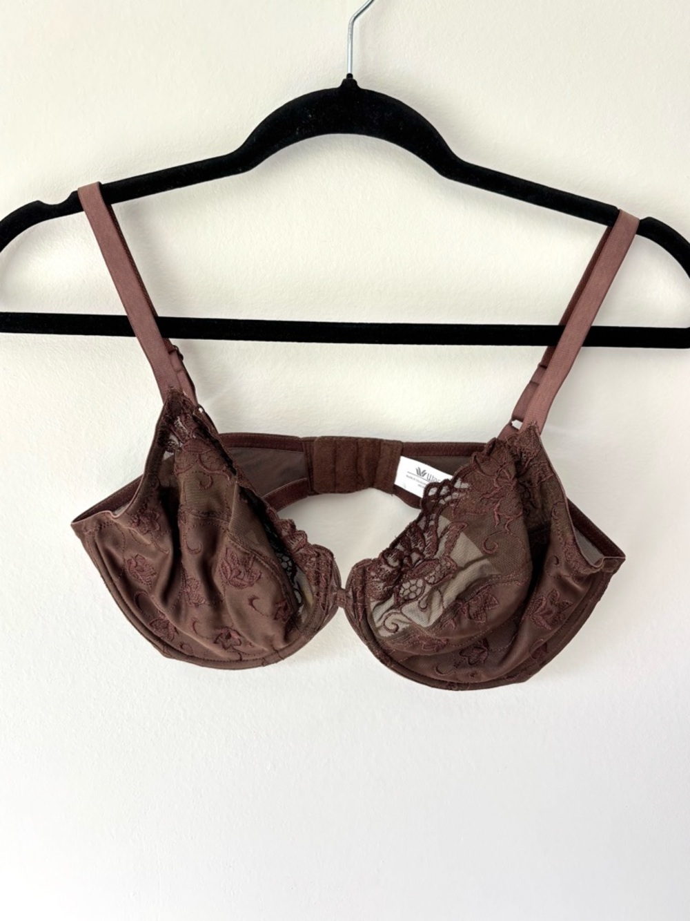 Wacoal Brown Floral Lace Unlined Underwire Bra 32D
